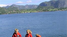 View from the terrace of the Lysefjord Centre, Oanes, 29.0 cycling miles into the ride